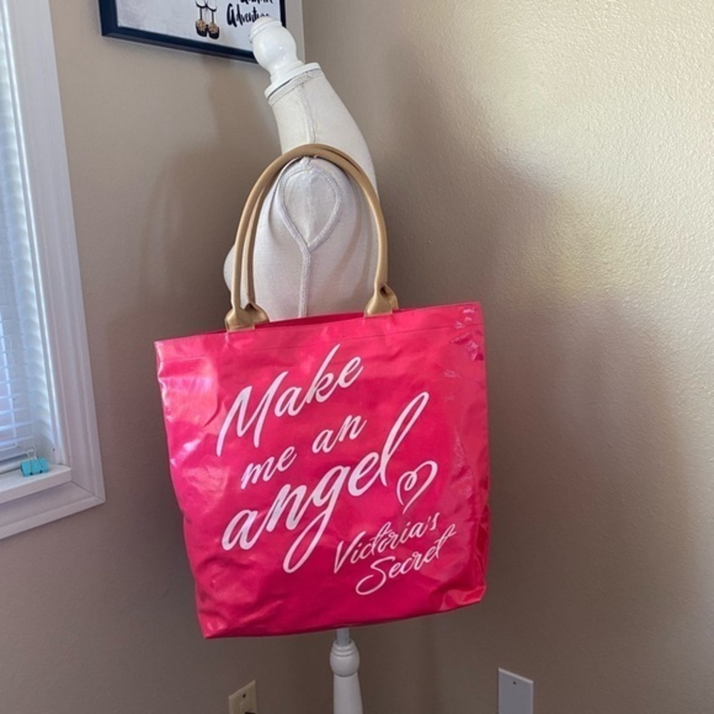 Victoria’s Secret hot pink glossy Make Me An Angel tote
